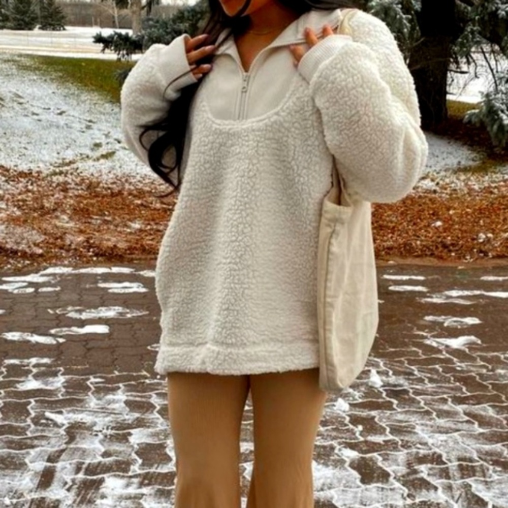 AERIE DREAM SHERPA QUARTER ZIP PULLOVER